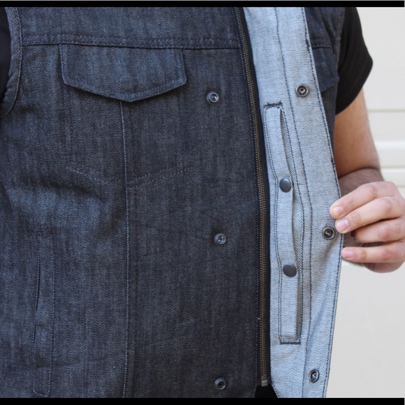 Men’s Motorcycle Denim Concealed Carry Vest - Picture 3 of 7